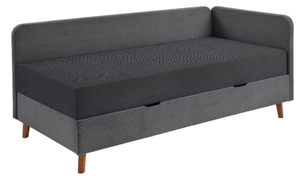 Tmavě šedá čalouněná jednolůžková postel s úložným prostorem 90x200 cm Cabana – Meise Möbel