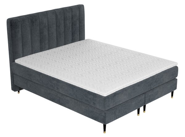 Maison de Rêve Antracitová sametová postel boxspring KOBBE 160 x 200 cm
