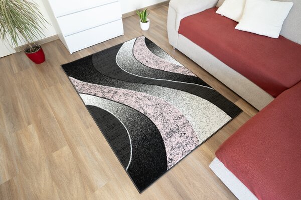 Moderní koberec Tap - vlnky 5 - růžový/šedý Rozměr koberce: 130x190 cm