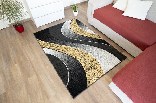 Moderní koberec Tap - vlnky 5 - žlutý/šedý Rozměr koberce: 80x150 cm
