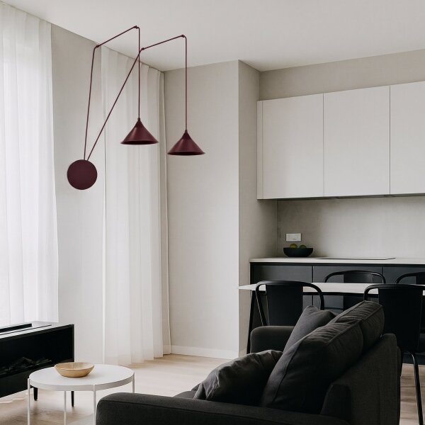 Lustr na lanku ABRAMO 2xE27/15W/230V červená