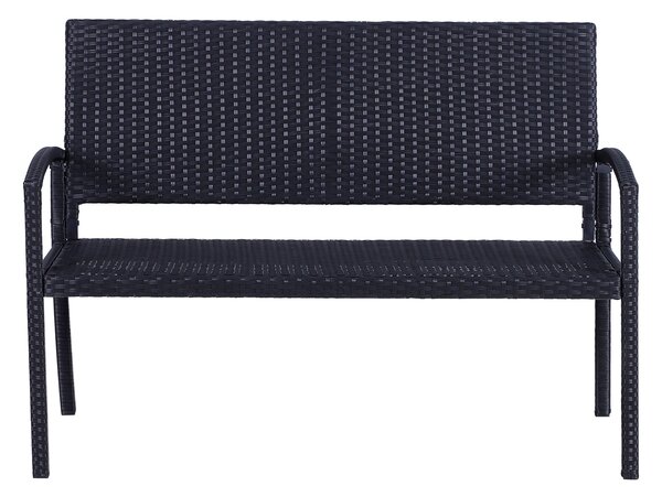 Outsunny Ratanová zahradní lavice 2-místná, UV-odolná, s ergonomickými opěrkami a opěradlem, zahradní nábytek, parková lavice s nosností až 240 kg, 12