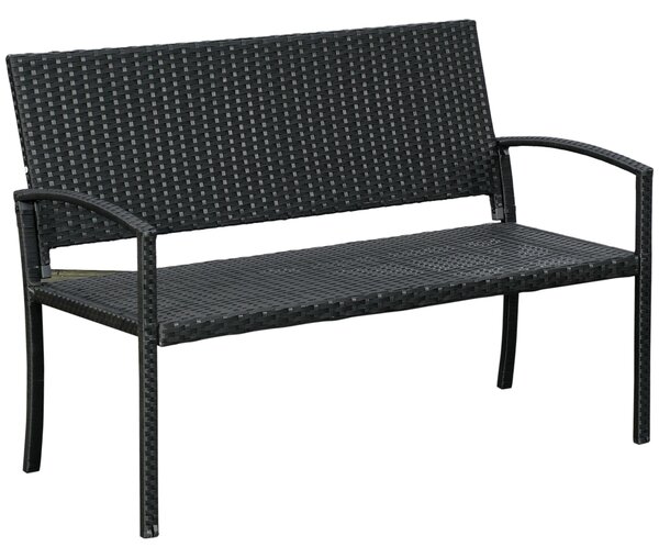 Outsunny Ratanová zahradní lavice 2-místná, UV-odolná, s ergonomickými opěrkami a opěradlem, zahradní nábytek, parková lavice s nosností až 240 kg, 12