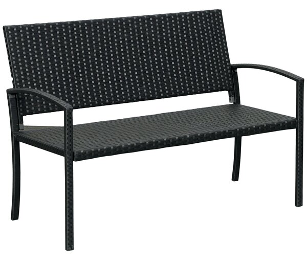 Outsunny Ratanová zahradní lavice 2-místná, UV-odolná, s ergonomickými opěrkami a opěradlem, zahradní nábytek, parková lavice s nosností až 240 kg, 12
