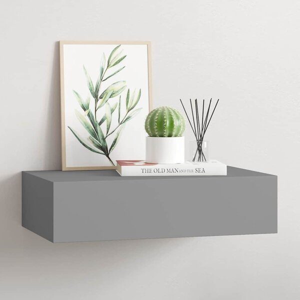 Nástěnná police se zásuvkou šedá 40 x 23,5 x 10 cm MDF 330245
