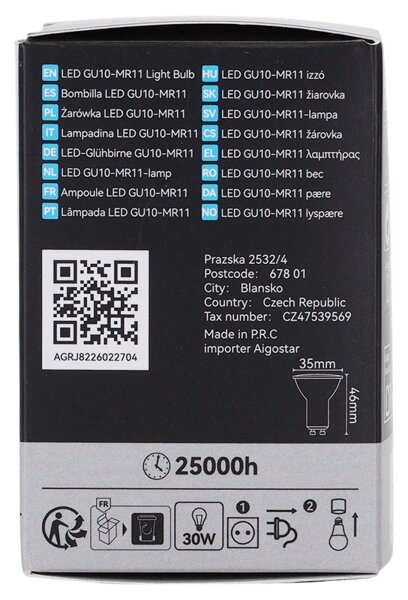 LED Žárovka MR11 GU10/4W/230V 3000K černá - BRILAGI