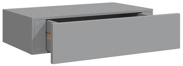 Nástěnné police se zásuvkou 2 ks šedé 40 x 23,5 x 10 cm MDF 330246