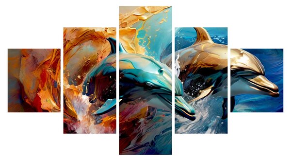 Obraz - Malba delfínů (125x70 cm)