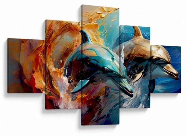 Obraz - Malba delfínů (125x70 cm)