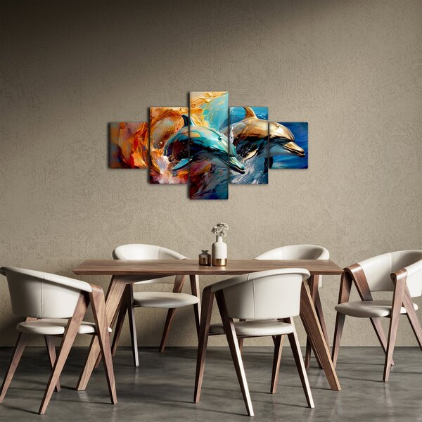 Obraz - Malba delfínů (125x70 cm)