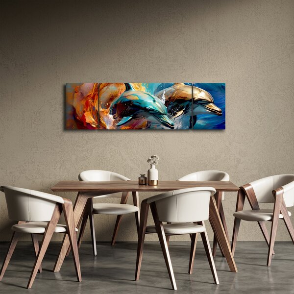 Obraz - Malba delfínů (170x50 cm)