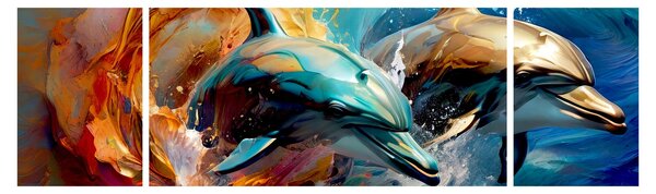 Obraz - Malba delfínů (170x50 cm)
