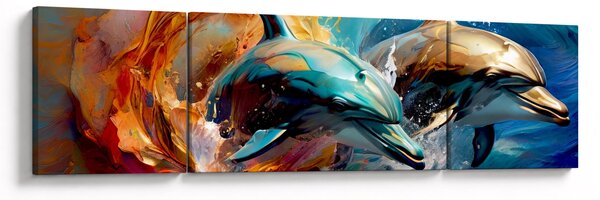 Obraz - Malba delfínů (170x50 cm)