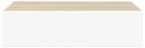 Nástěnná zásuvková police dubová a bílá 40x23,5x10 cm MDF 330249
