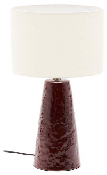 Vínově červená keramická stolní lampa Kave Home Drava