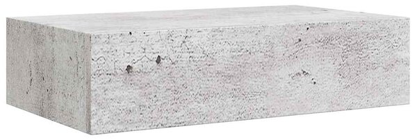 Nástěnná police se zásuvkou betonově šedá 40 x 23,5 x 10 cm MDF 330251