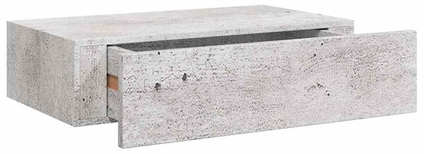 Nástěnná police se zásuvkou betonově šedá 40 x 23,5 x 10 cm MDF 330251