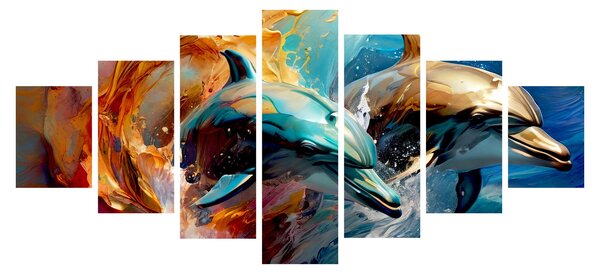 Obraz - Malba delfínů (210x100 cm)
