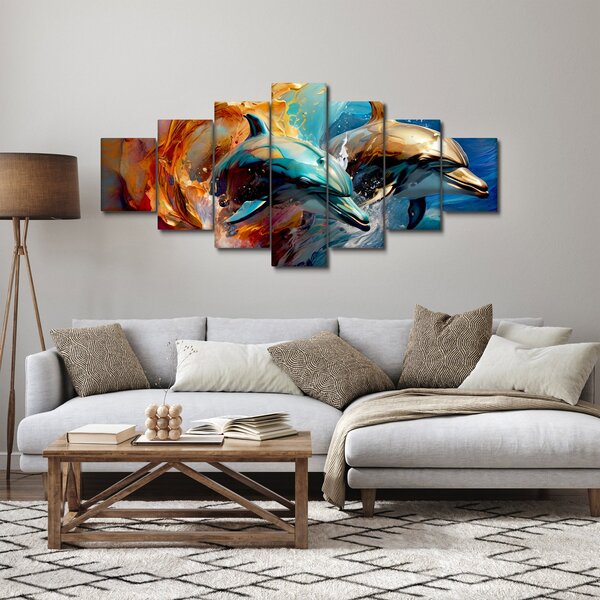 Obraz - Malba delfínů (210x100 cm)