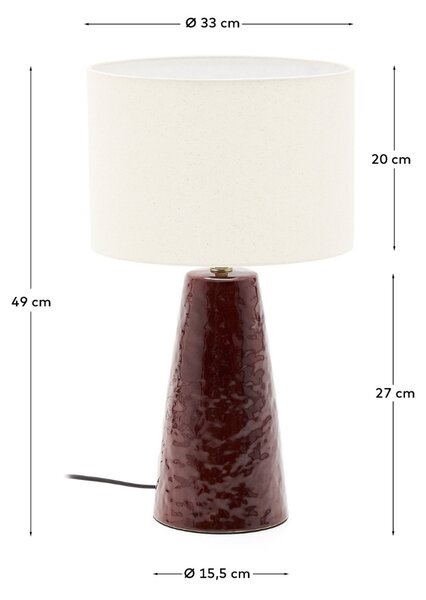 Vínově červená keramická stolní lampa Kave Home Drava