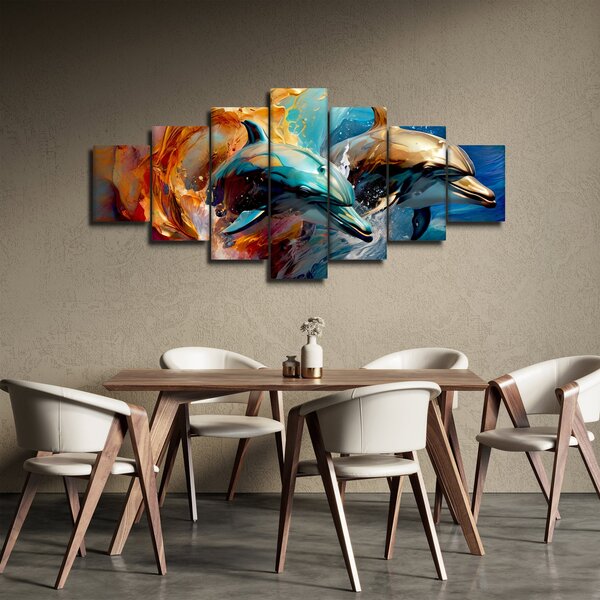 Obraz - Malba delfínů (210x100 cm)
