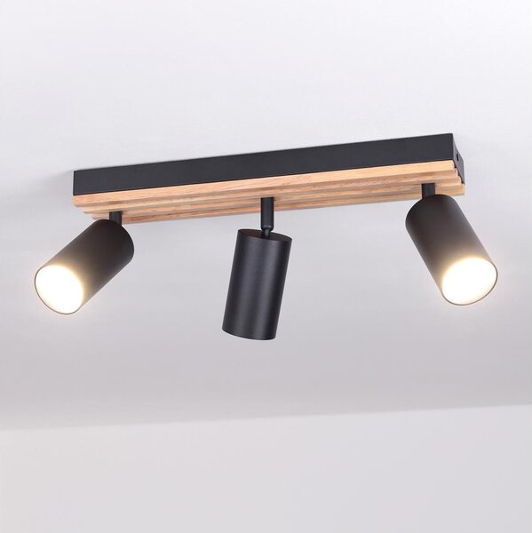 Brilagi - Bodové svítidlo SELE WOOD ACOUSTIC 3xGU10/30W/230V černá/dřevo