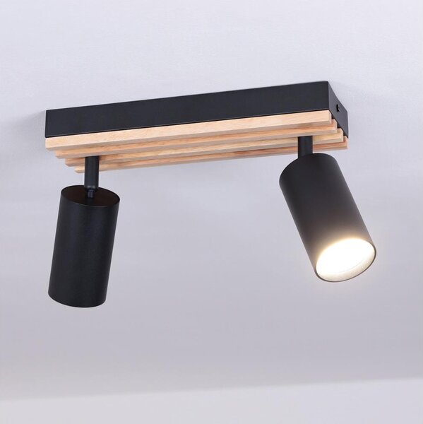 Brilagi - Bodové svítidlo SELE WOOD ACOUSTIC 2xGU10/30W/230V černá/dřevo
