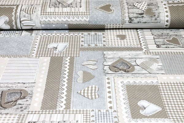 Běhoun na stůl béžový patchwork Barva Béžová Rozměry 40x100 cm