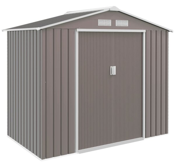 Zahradní domek Outsunny 2,42 m², zahradní dům s gable střechou, posuvné dveře, základna, 213 x 130 x 185 cm, venkovní úložný box z pozinkované oceli