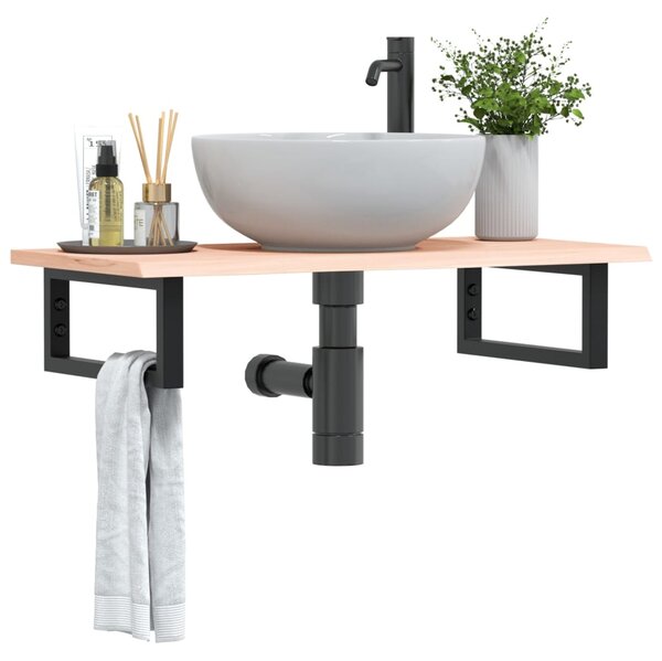 Deska pod umyvadlo nástěnná ocel a masivní dubové dřevo 3302545