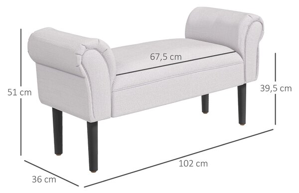 HOMCOM Čelo postele, čalouněná lavice, sedací lavice, chodbičková lavice do ložnice, nosnost až 130 kg, plátěný potah, šedá, 102 x 36 x 51 cm | Aosom