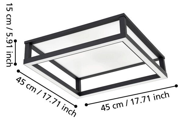 STROPNÍ SVÍTIDLO, 45/45/15 cm Eglo - Online Only svítidla, Online Only