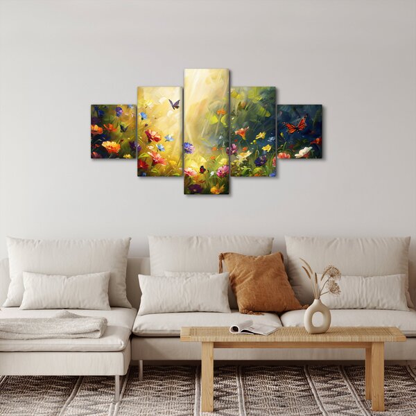Obraz - Jarní květinová louka, malba (125x70 cm)