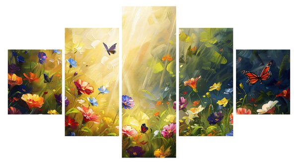 Obraz - Jarní květinová louka, malba (125x70 cm)