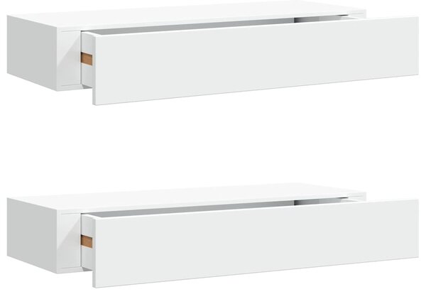 Nástěnné police se zásuvkou 2 ks bílé 60 x 23,5 x 10 cm MDF 330256