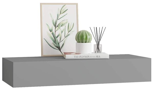 Nástěnná police se zásuvkou šedá 60 x 23,5 x 10 cm MDF 330259