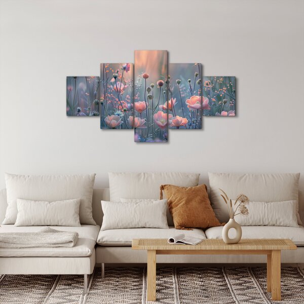 Obraz - Květiny v pastelových barvách (125x70 cm)