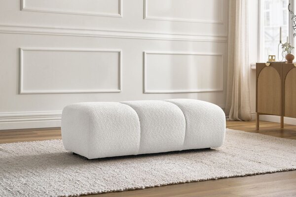 -25 % Dny MOMENTI– Bobochic Paris Bílá bouclé podnožka Pamira 124 x 60 cm