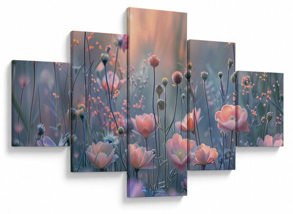 Obraz - Květiny v pastelových barvách (125x70 cm)