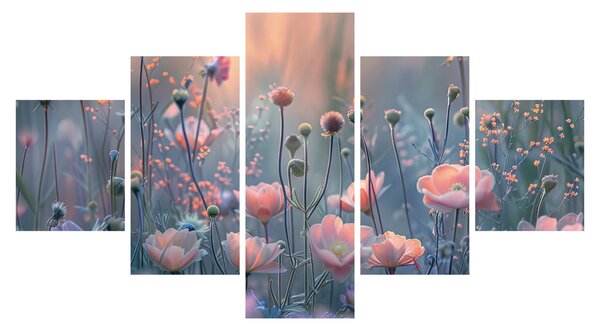 Obraz - Květiny v pastelových barvách (125x70 cm)