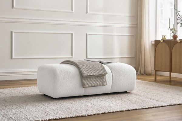 -25 % Dny MOMENTI– Bobochic Paris Bílá bouclé podnožka Pamira 124 x 60 cm