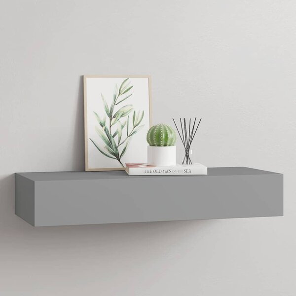 Nástěnná police se zásuvkou šedá 60 x 23,5 x 10 cm MDF 330259