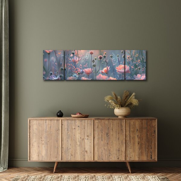 Obraz - Květiny v pastelových barvách (170x50 cm)