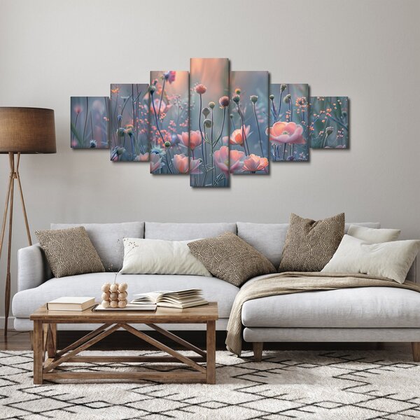 Obraz - Květiny v pastelových barvách (210x100 cm)