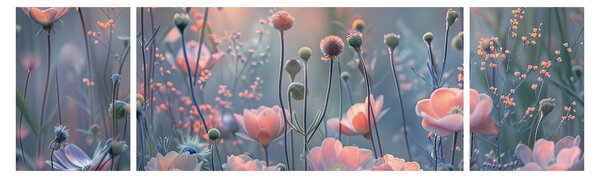Obraz - Květiny v pastelových barvách (170x50 cm)