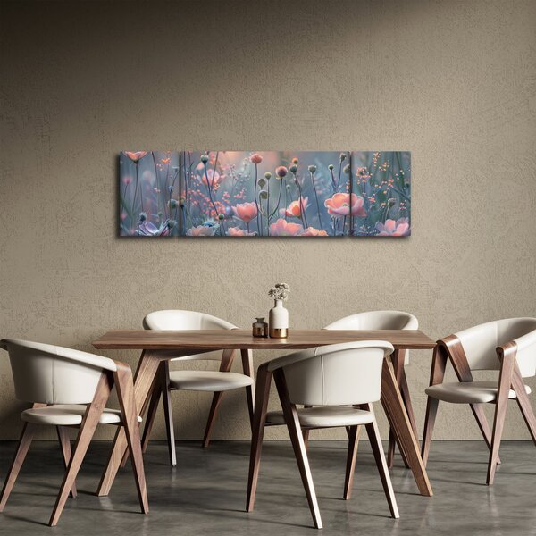 Obraz - Květiny v pastelových barvách (170x50 cm)
