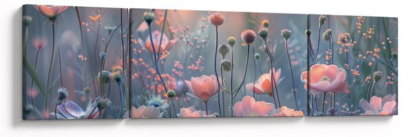 Obraz - Květiny v pastelových barvách (170x50 cm)