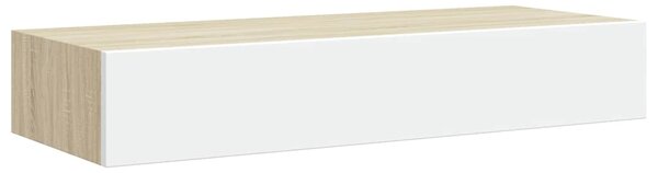 Nástěnná zásuvková police dubová a bílá 60 x 23,5 x 10 cm MDF 330263