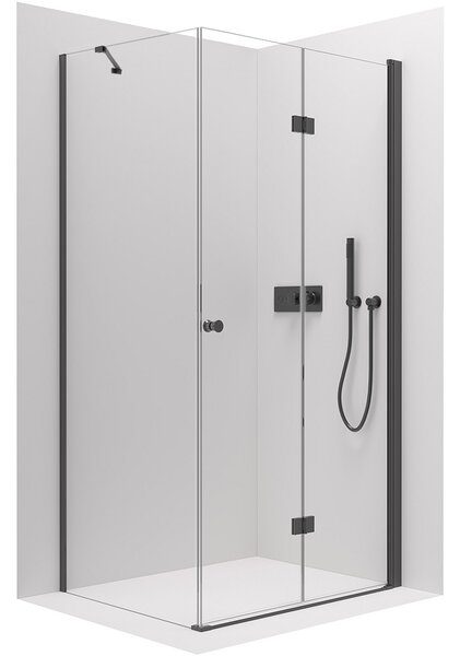 Sprchový kout Volpe L/P - 6 mm - černá matná, transparentní sklo - 60x70x190 cm - zalamovací