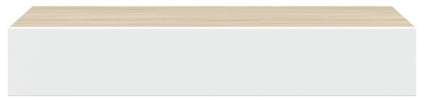 Nástěnná zásuvková police dubová a bílá 60 x 23,5 x 10 cm MDF 330263